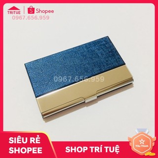 Hộp đựng name card không gỉ bọc da simili đẹp HC05 nâu