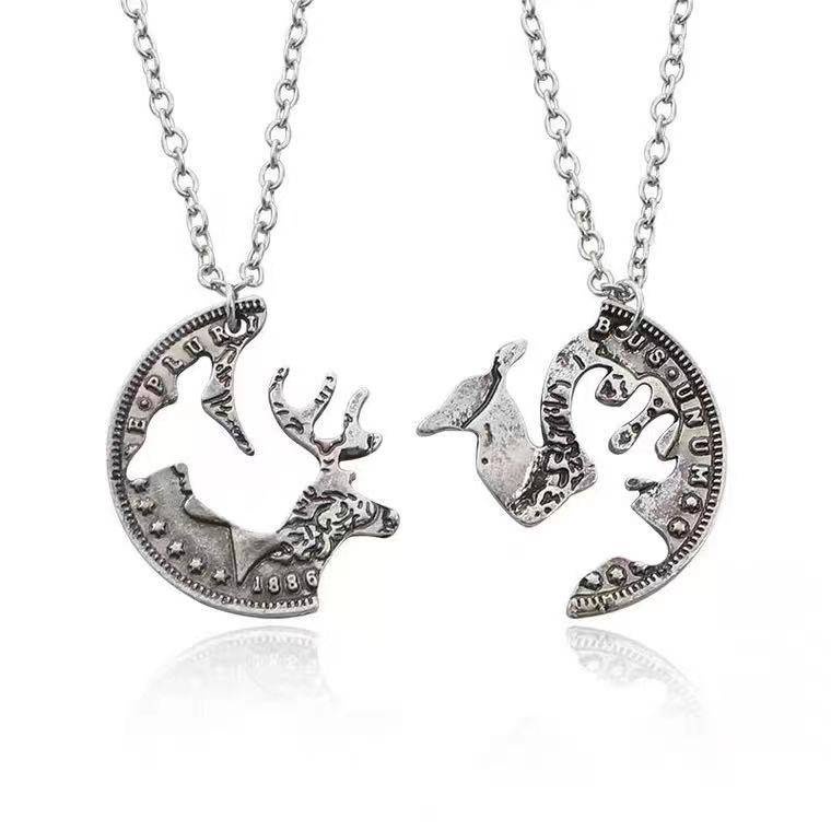 Dây Chuyền Cặp Khắc Chữ One Deer Have You Phong Cách Hàn Quốc Thời Trang Cho Cặp Đôi