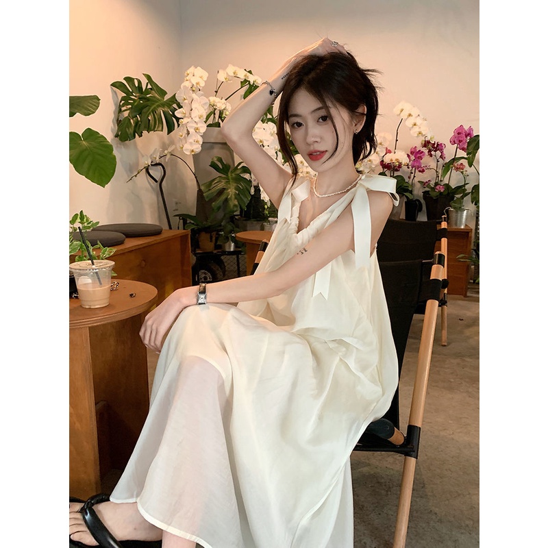 Đầm Dài Hai Dây Dáng Ôm Màu Be Thời Trang Mùa Hè Xinh Xắn Cho Nữ
