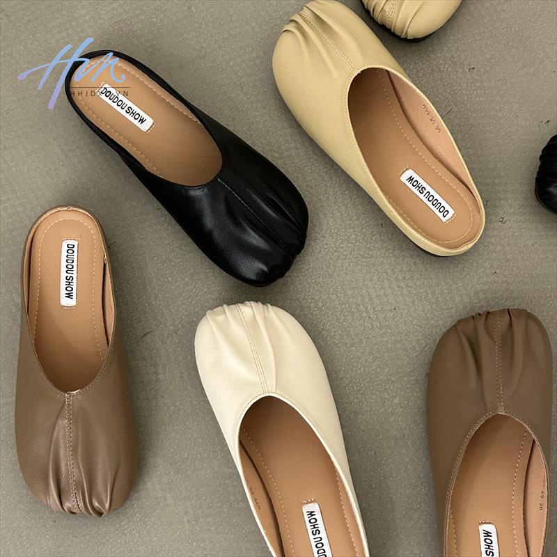 Dép Mũi Tròn Đế Bằng Phong Cách Hàn Quốc Cổ Điển Thời Trang Xuân Hè Hàng Mới Dành Cho Bạn Nữ