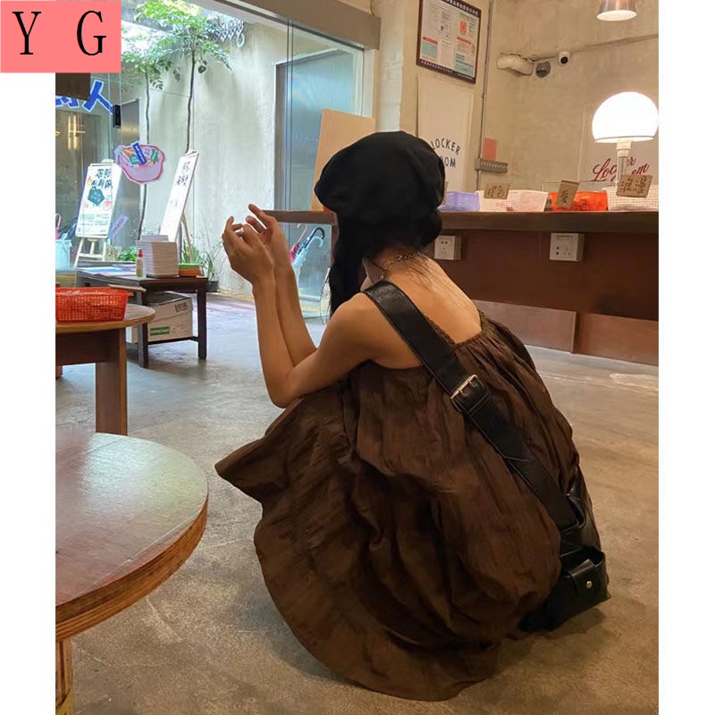 Đầm Hai Dây Dáng Rộng Phong Cách Hàn Quốc Thời Trang Mùa Hè Dành Cho Nữ