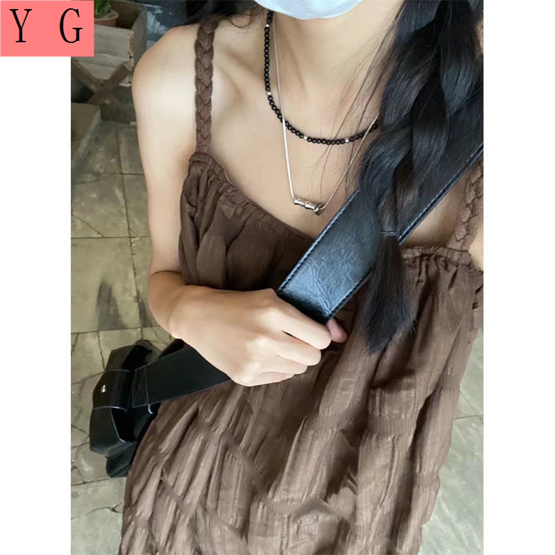 Đầm Hai Dây Dáng Rộng Phong Cách Hàn Quốc Thời Trang Mùa Hè Dành Cho Nữ