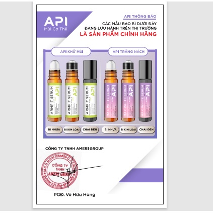 Son nách API, lăn khử mùi hôi nách API, Serum khử mùi ngăn tiết mồ hôi 72h Armpit Serum 10ml mochi