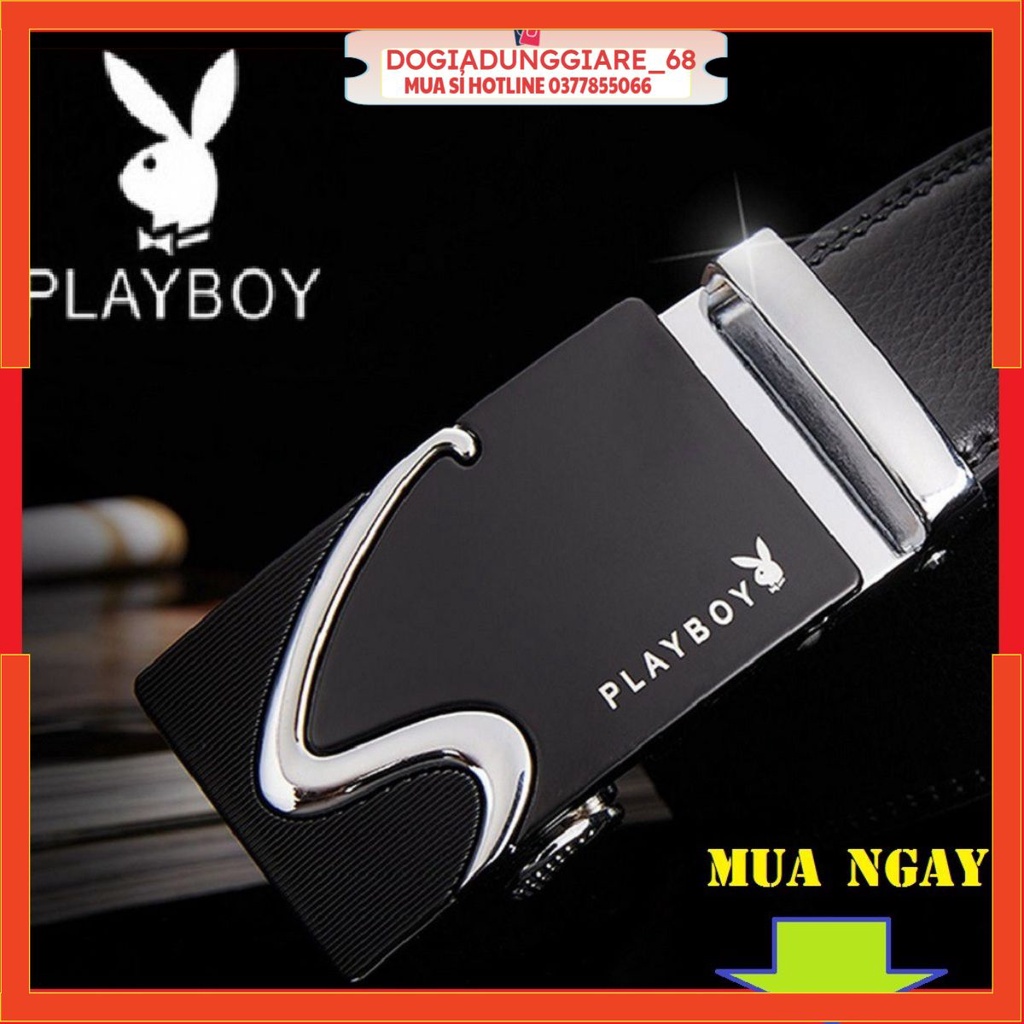 Thắt Lưng Da Nam Khóa Tự Động Cao Cấp Dây Nịt Nam Da Bò 100% Chính Hãng PLAYBOY Mạ Vàng Bạc Nam Tính GG-999K