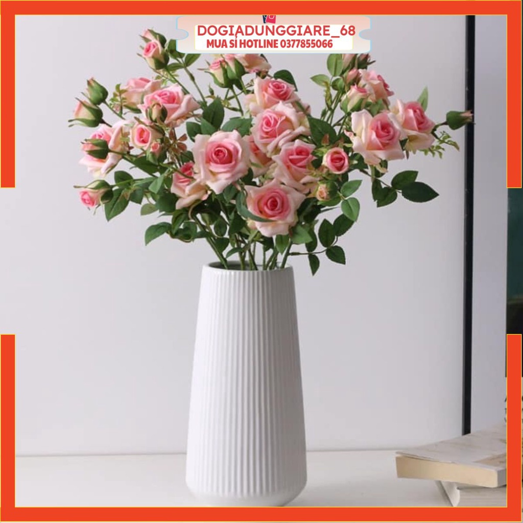 Bình cắm hoa bằng sứ mini decor siêu xinh phù hợp trang trí phòng khách, bàn làm việc, trang tri hoa giả cao 30cm