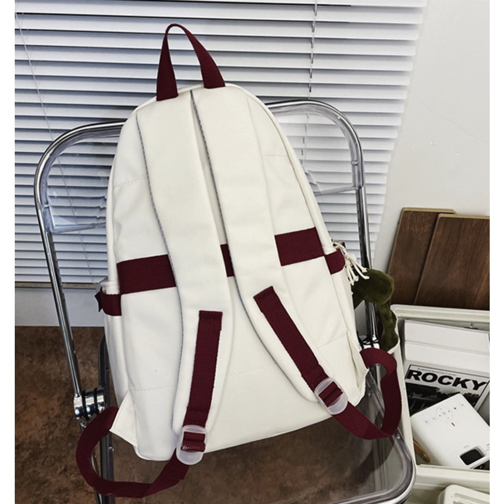 Balo nam nữ ulzzang chống nước, chống nhăn, trơn phối viền hàng Quảng Châu | BL006