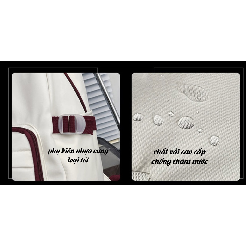 Balo nam nữ ulzzang chống nước, chống nhăn, trơn phối viền hàng Quảng Châu | BL006