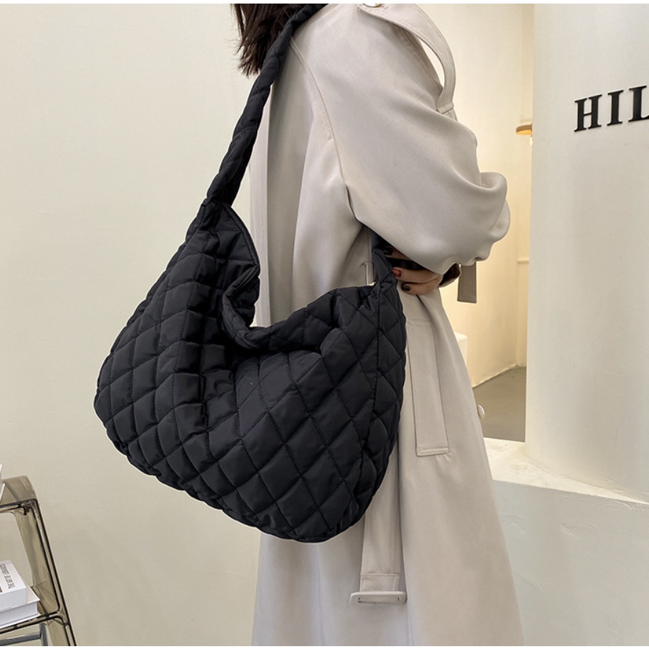Túi tote đeo chéo chần bông caro hàng cao cấp, túi đeo chéo phao nam nữ