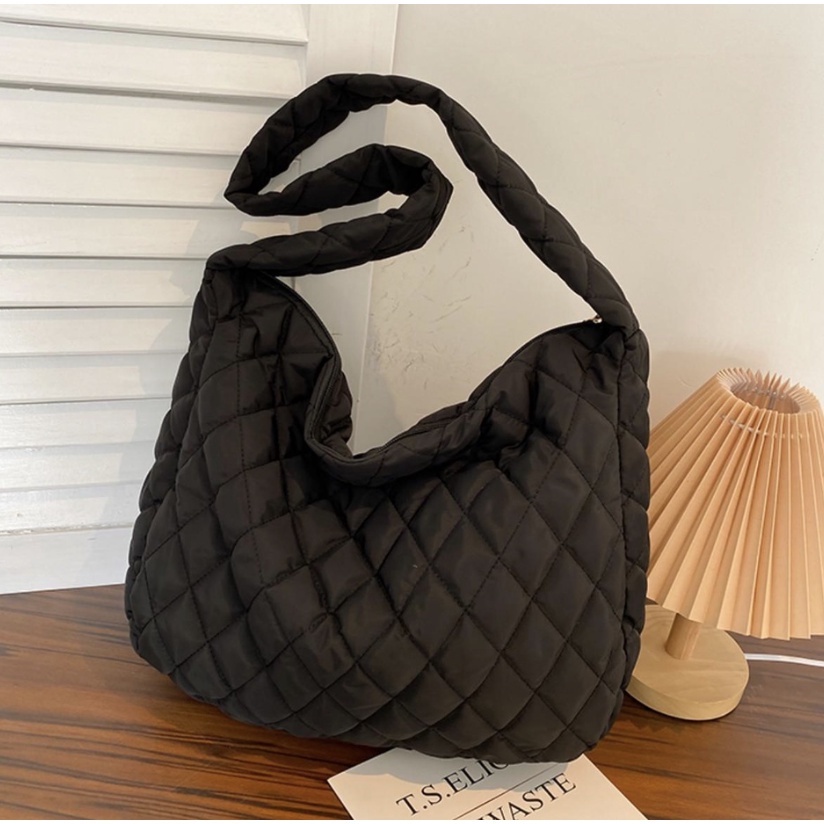 Túi tote đeo chéo chần bông caro hàng cao cấp, túi đeo chéo phao nam nữ