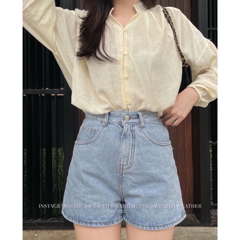 Áo babydoll đũi tay phồng form rộng freesize