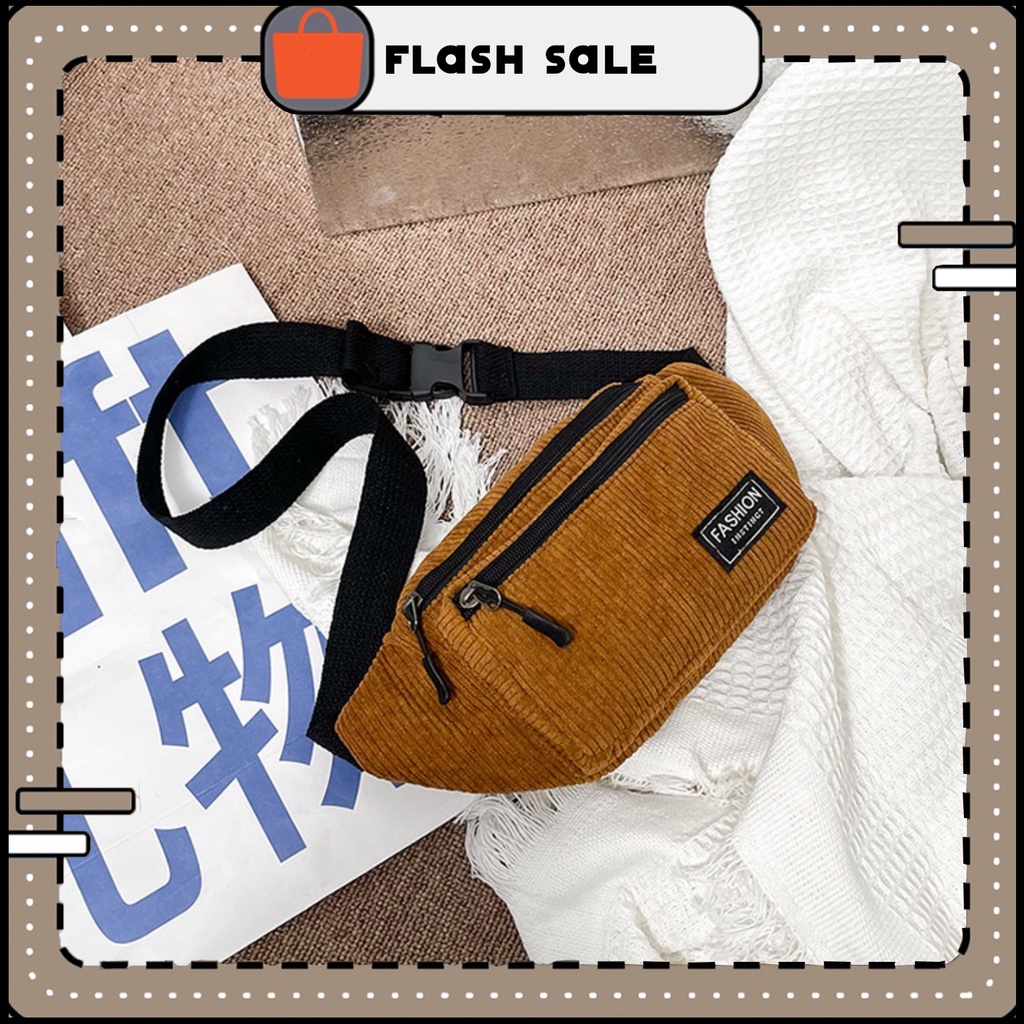 Túi đeo chéo nam nữ chất vải len tăm, nhung tăm cao cấp Logo Fashion | T018|royalxuongmay