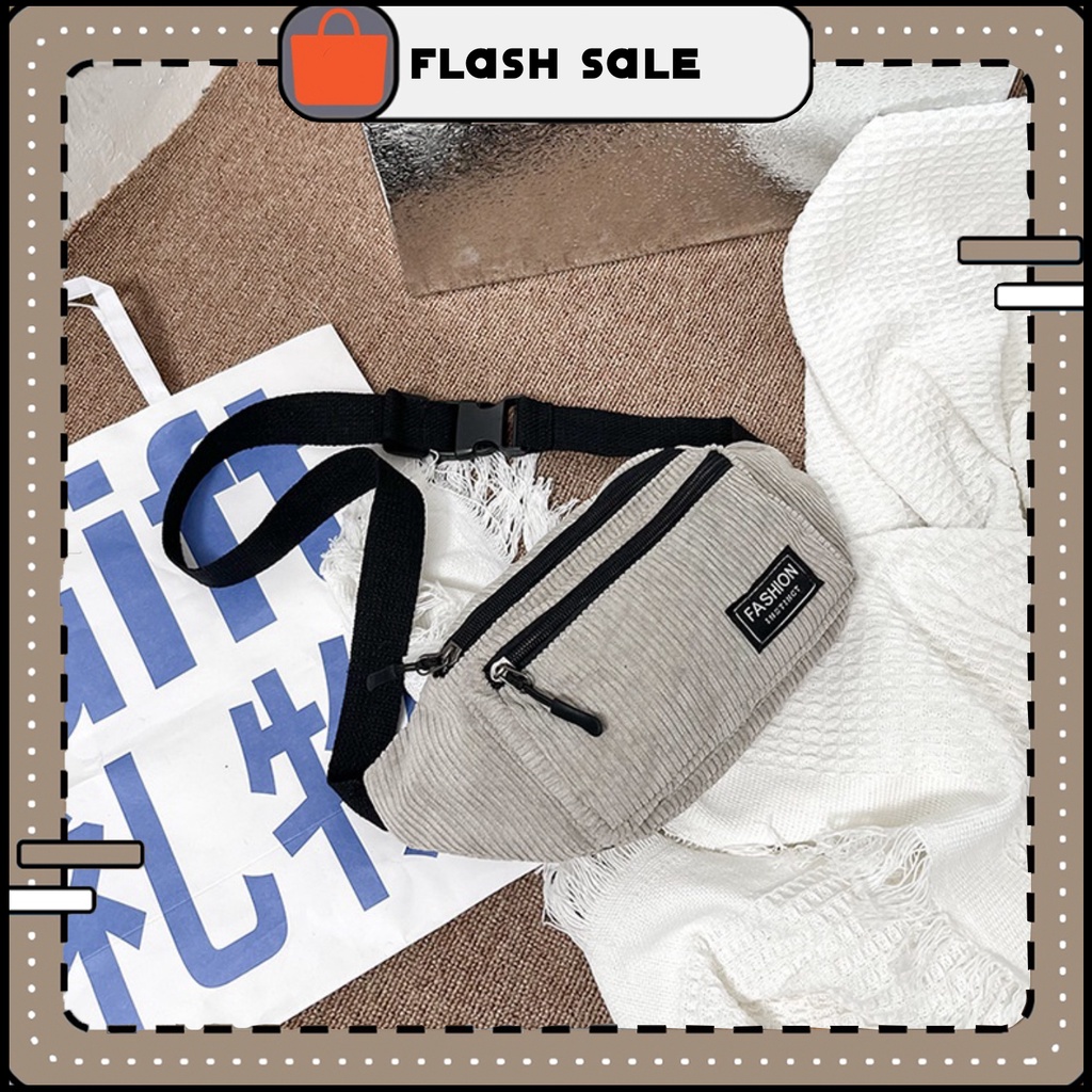 Túi đeo chéo nam nữ chất vải len tăm, nhung tăm cao cấp Logo Fashion | T018|royalxuongmay