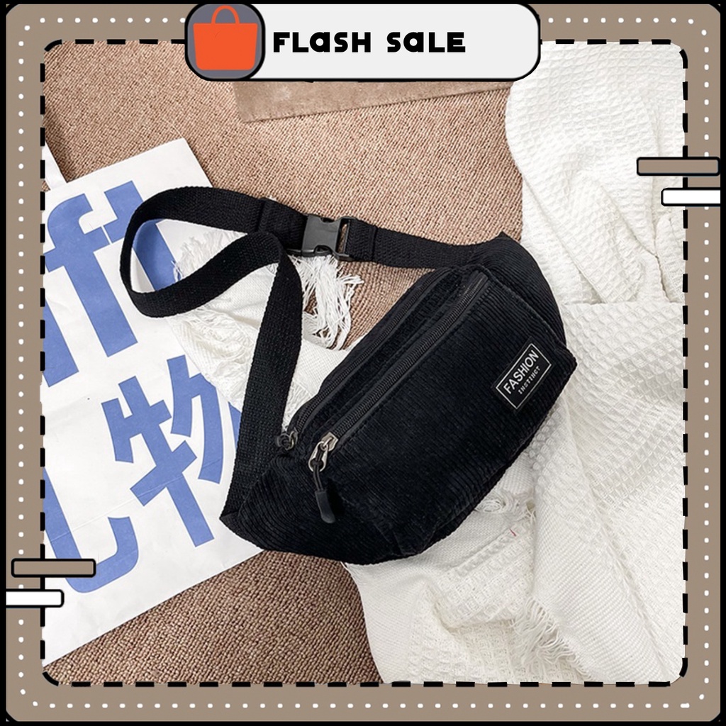 Túi đeo chéo nam nữ chất vải len tăm, nhung tăm cao cấp Logo Fashion | T018|royalxuongmay