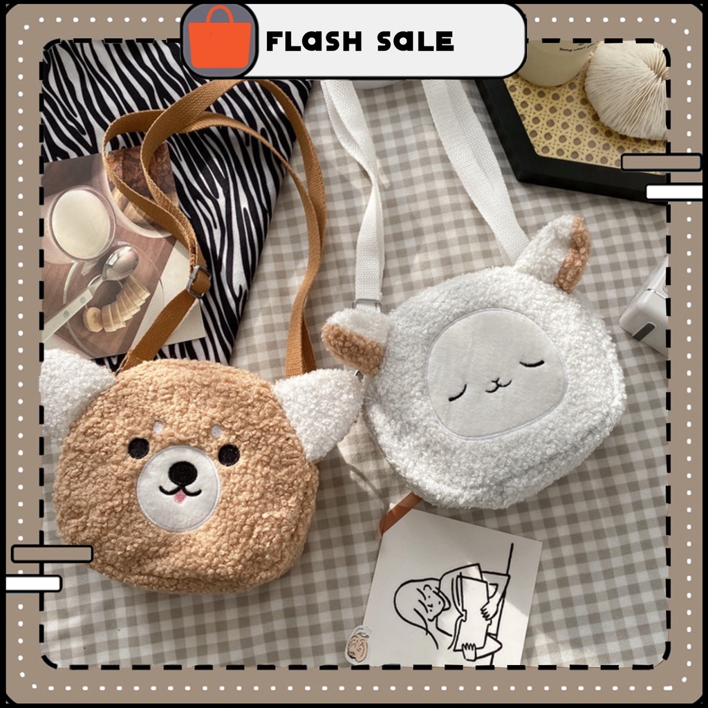 Túi đeo chéo nữ mini dễ thương chất nhung bông style hình bầu | T007 |royalxuongmay
