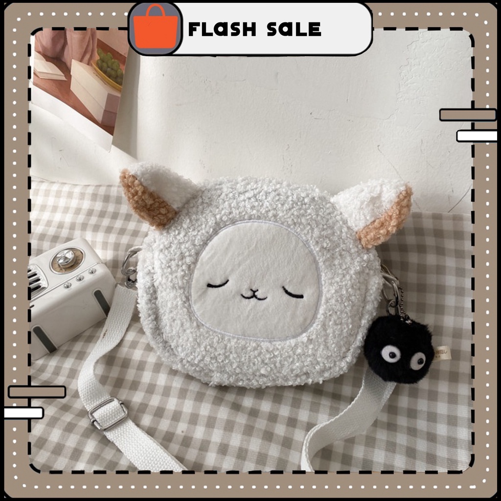 Túi đeo chéo nữ mini dễ thương chất nhung bông style hình bầu | T007 |royalxuongmay