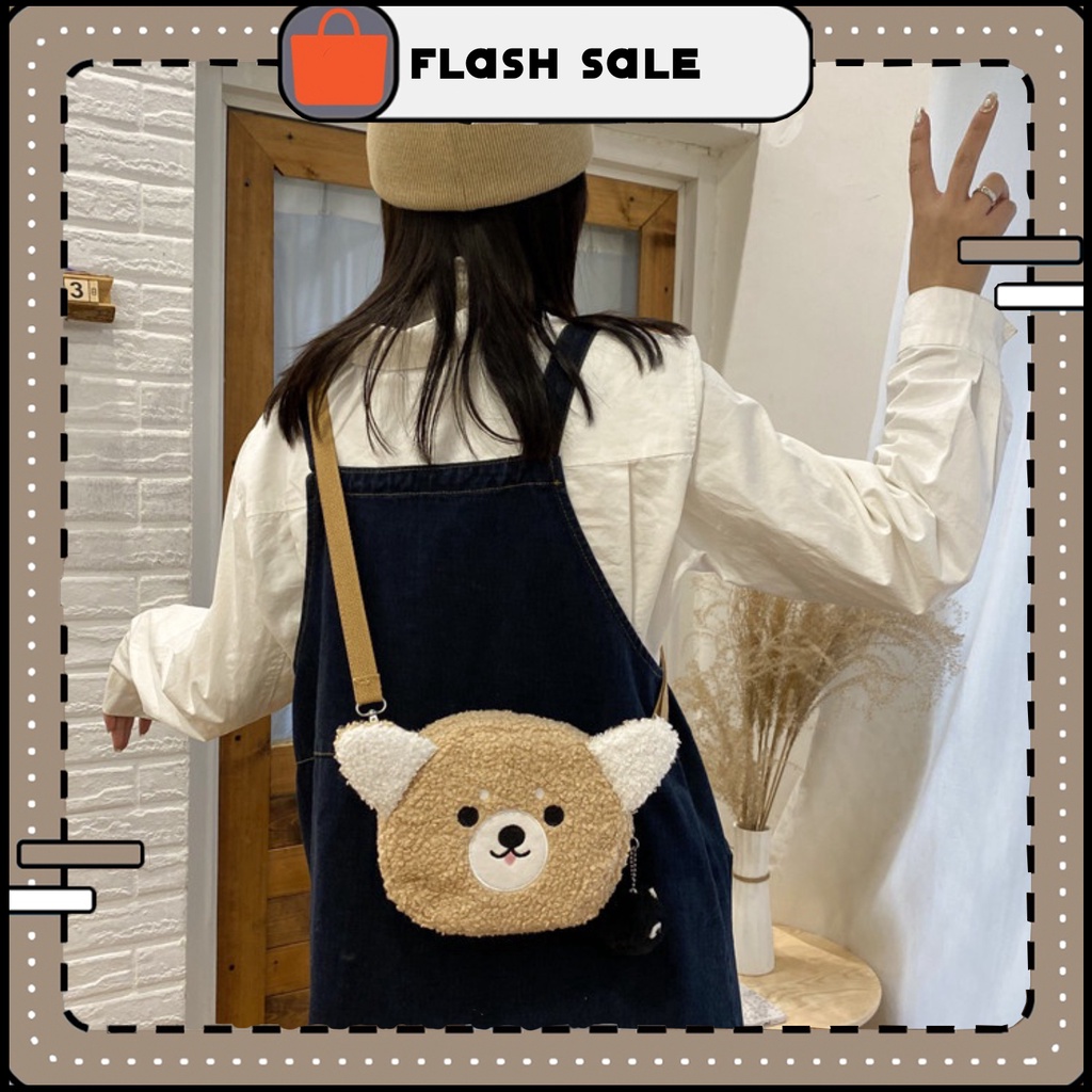 Túi đeo chéo nữ mini dễ thương chất nhung bông style hình bầu | T007 |royalxuongmay