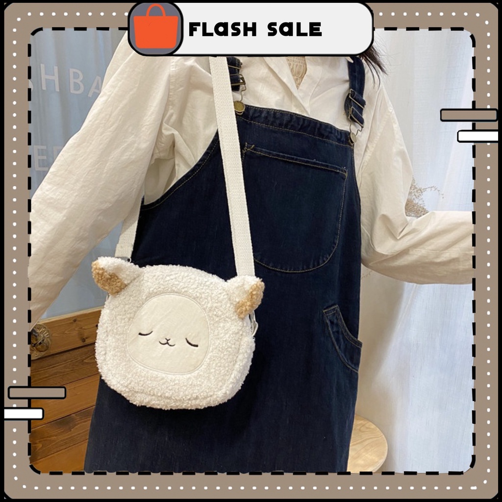 Túi đeo chéo nữ mini dễ thương chất nhung bông style hình bầu | T007 |royalxuongmay
