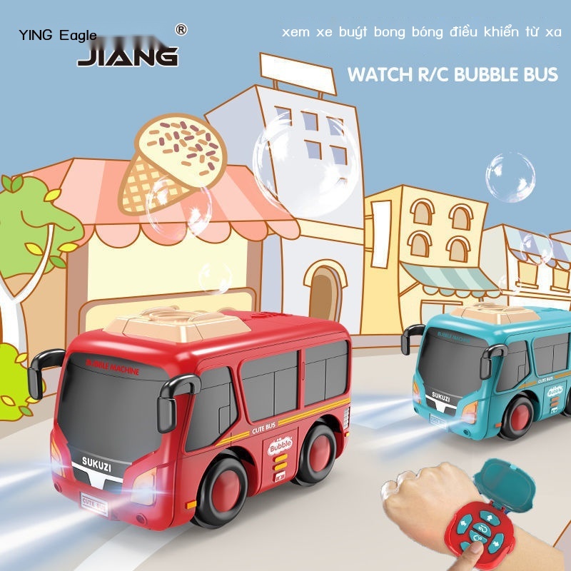 ❡Đồng hồ hoàn toàn tự động điều khiển từ xa xe buýt bong bóng đồ chơi âm thanh và ánh sáng cho trẻ em