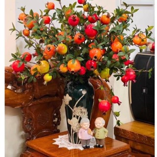 Hoa giả decor Cành Lựu Giả Giống Thật- Cành Quả Decor Trang Trí Nhà Cửa - Lựu phú quý Cao Cấp
