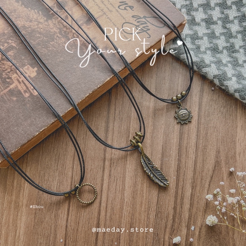 Vòng cổ Shou -  dây chuyền 2 dây mix charm vintage