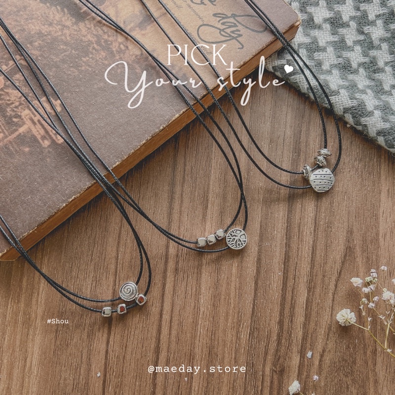 Vòng cổ Shou -  dây chuyền 2 dây mix charm vintage