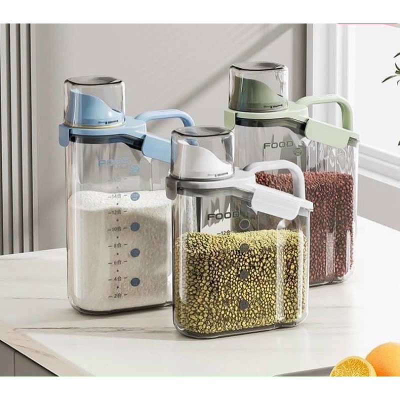 Hộp 2L, 2L8 đựng đồ khô, ngũ cốc có miệng vòi rót | Hộp đựng hạt, bột giặt, thức ăn cho thú cưng