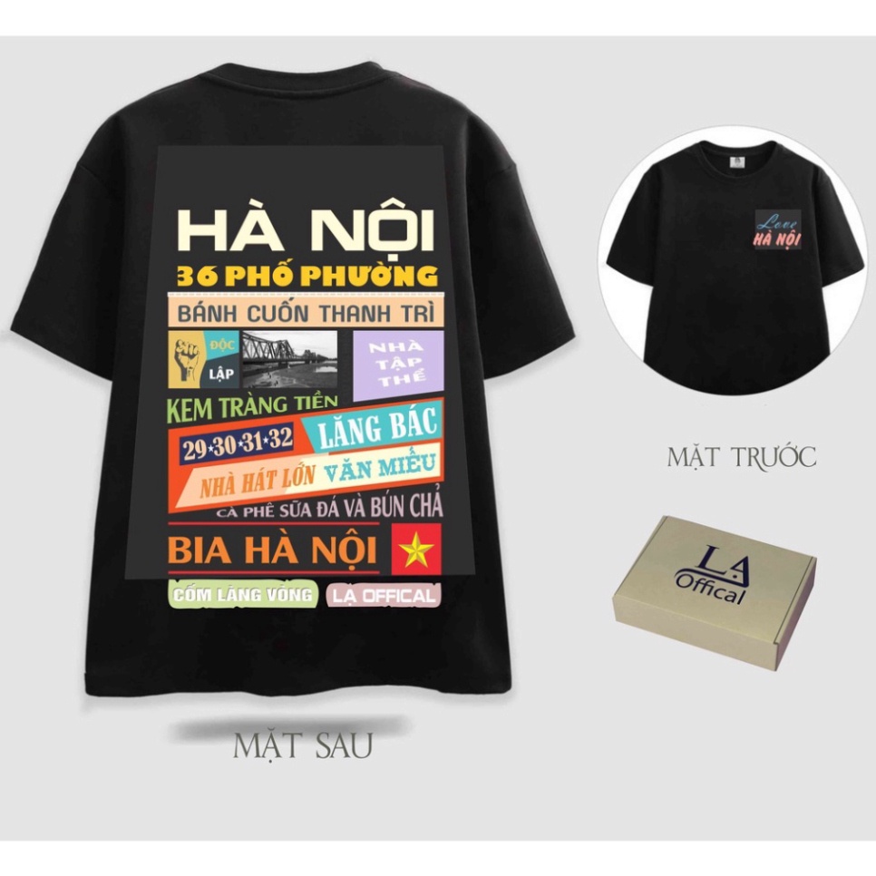 Áo thun Unisex Thủ đô HÀ NỘI nam nữ form rộng, cổ tròn tay lỡ conton 4 chiều - Lạ Style