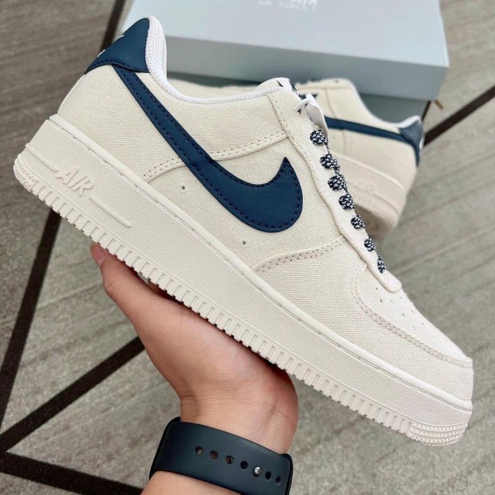 Giày Air Force 1 Canvas Navy, Giày Thể Thao Nike_AF1 Vải Canvas Vệt Than Phối Đồ Nam Nữ Hot Trend 2022 - Full Bill Box