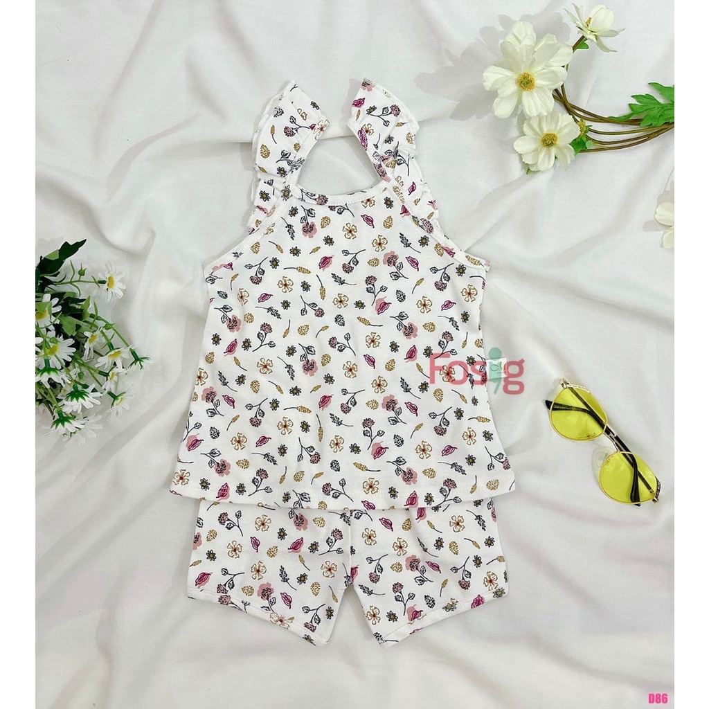 Set Đồ Bộ Đùi Cánh Tiên Bé Gái MS - Kem Hoa Lá