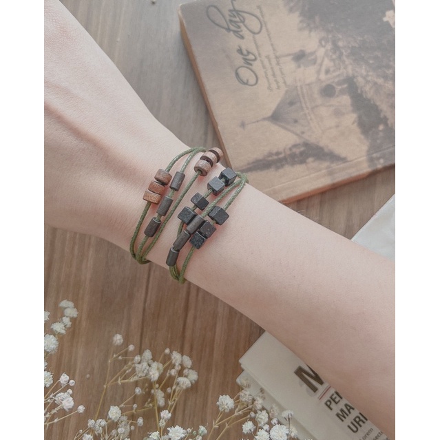 Vòng tay Kado - Vòng tay mix hạt gỗ li ti vintage