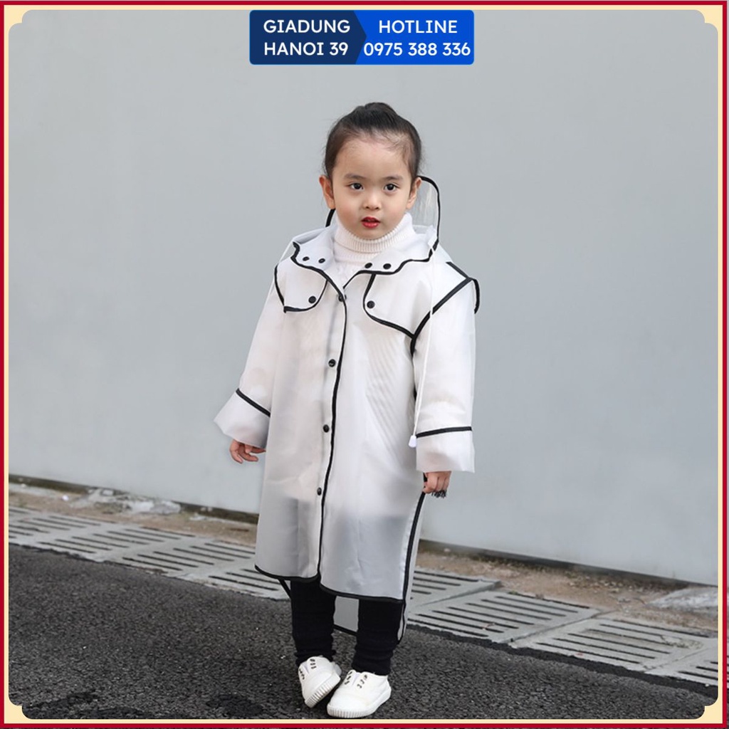 Áo mưa cho bé trong suốt nhẹ mềm không mùi cho bé từ 80cm đến 145cm có túi che balo #aomuachobe