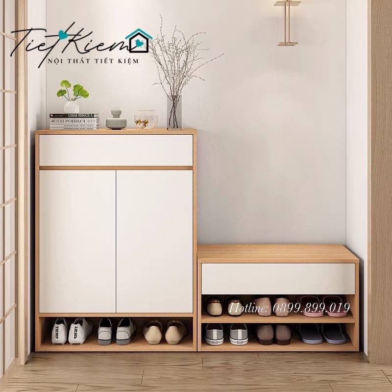 Tủ để giày thông minh gỗ dùng làm kệ giày cánh mở chứa được nhiều giày đã lắp sẵn hạn ché trầy Noithattietkiem TG98878