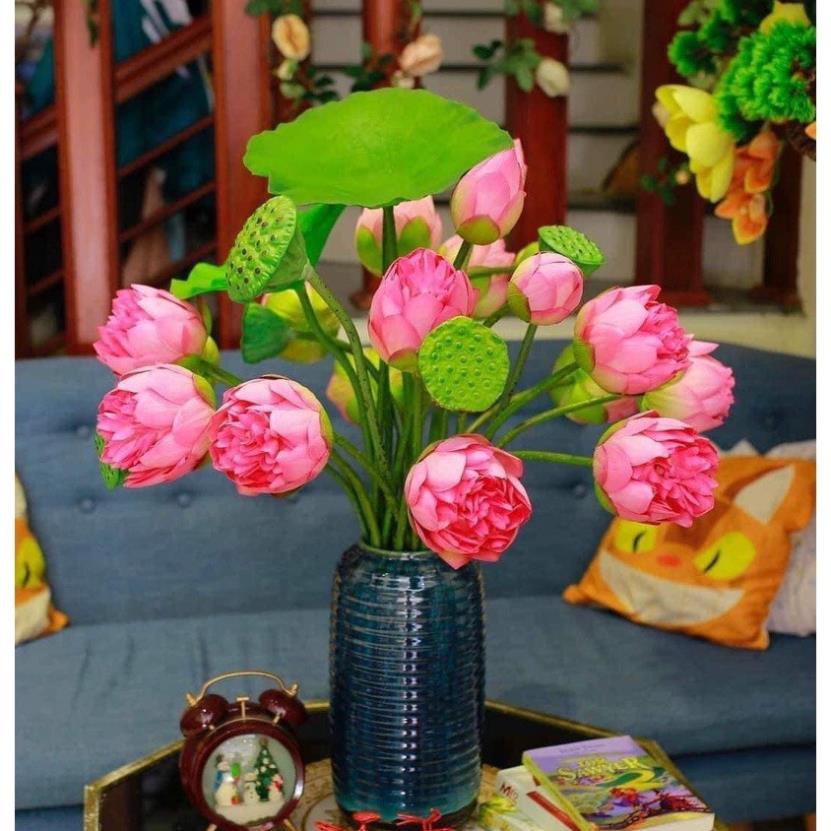 Hoa giả decor Hoa sen Quan Âm cao cấp trang trí ( hoa giả)