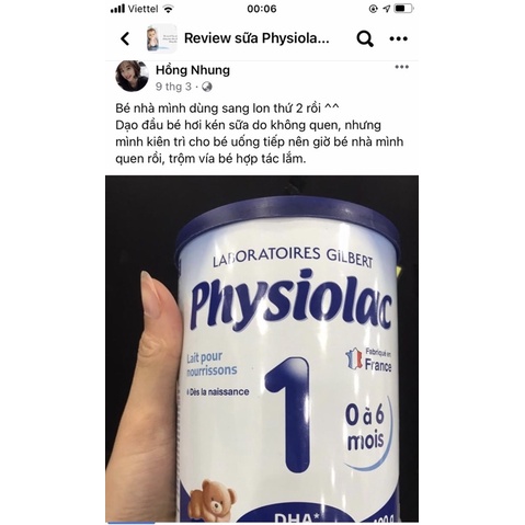 Sữa bột Physiolac Pháp số 1,2 400g