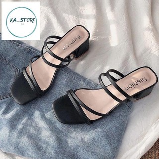 Sandal cao gót, dép nữ quai mảnh đế trong gót vuông 5p Mã H16