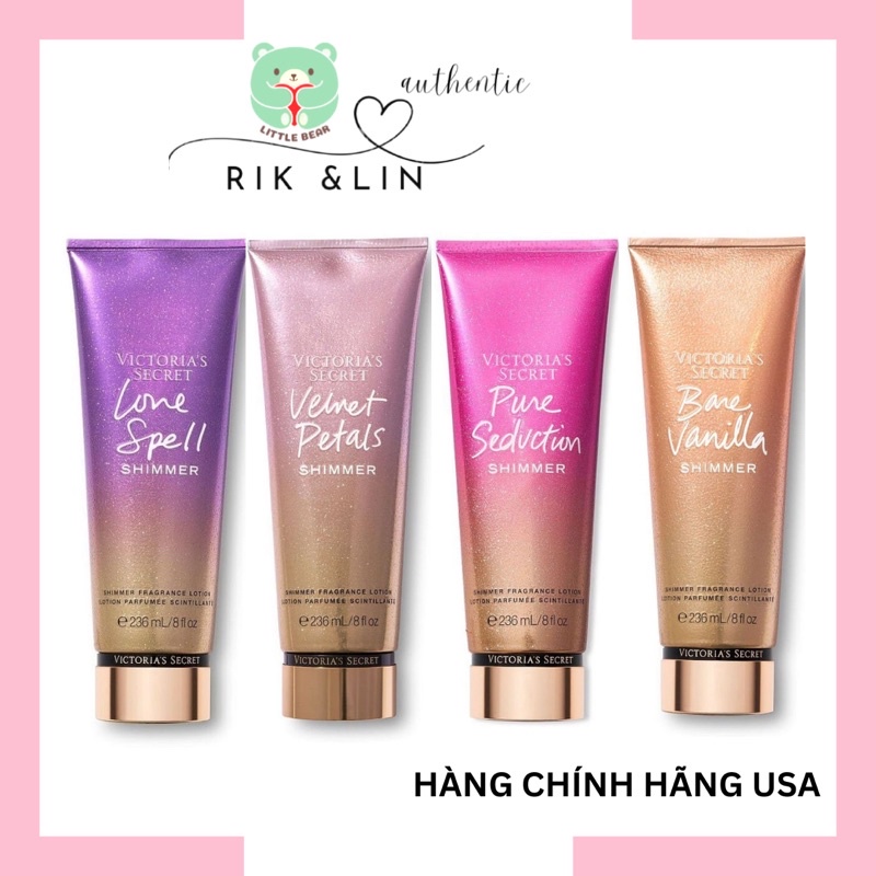Auth _ VELVEL PETALS SHIMMER - Body Lotion Dưỡng Thể Có Nhũ Victoria’s Secret Usa