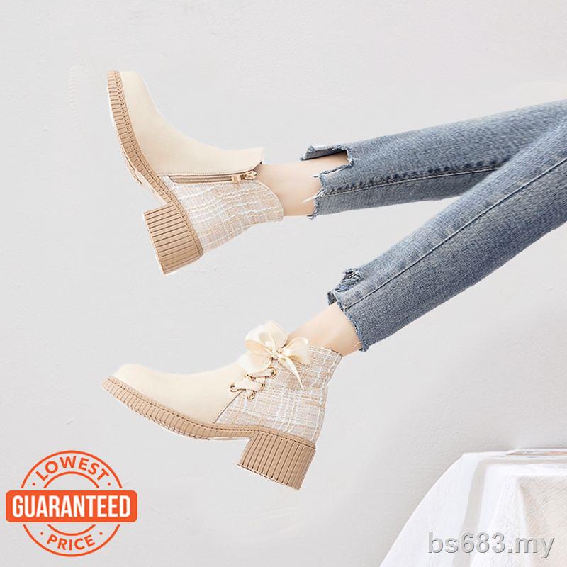 Giày Nữ MX3 MX3 Thiết Kế Đơn Giản Hợp Thời Trang Trẻ Trung♙Giày Bốt Martin Cao Gót Ống Ngắn Kiểu Hàn Quốc Thời Trang Mùa Thu 2022 Cho Nữ size 35-39