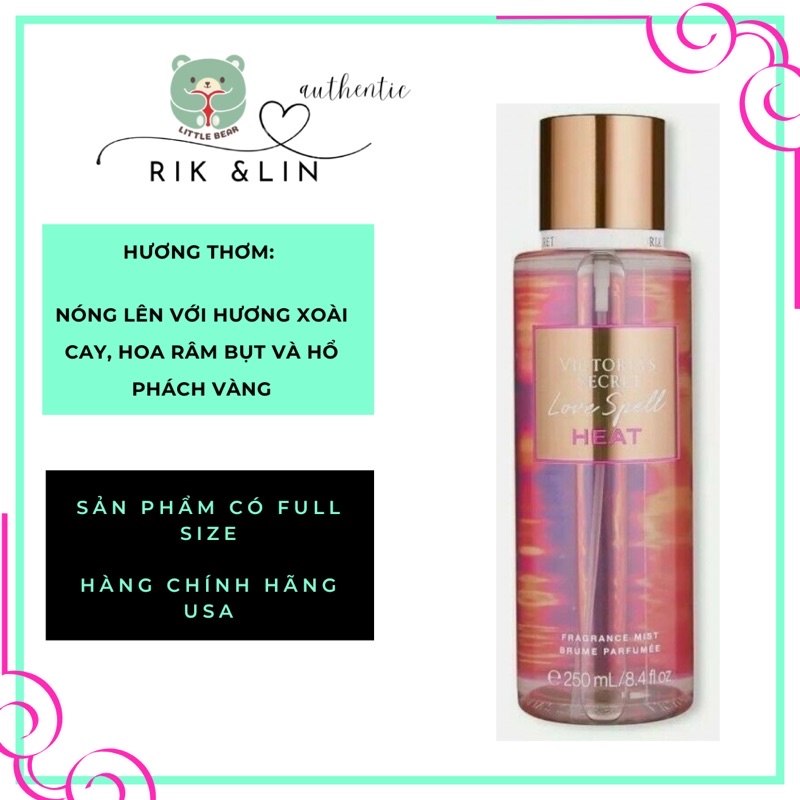 LOVE SPELL HEAT - Xịt Thơm Body Mist Toàn Thân Victoria’s Secret Usa