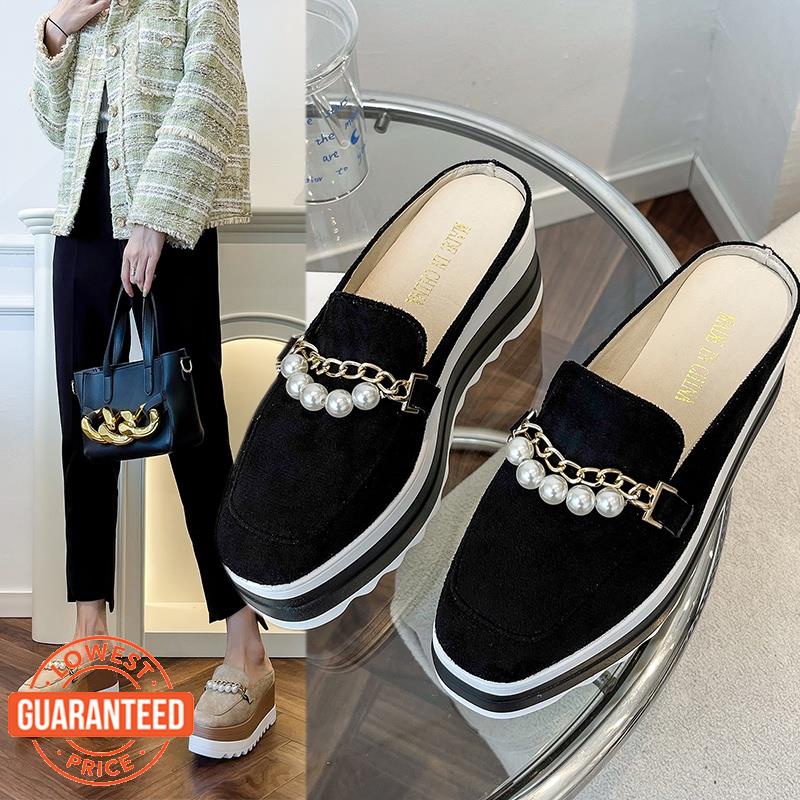 Giày Slip on Đế Xuồng 7cm Size 35-42 Phối Dây Xích MX3 Thanh Lịch Cho Nữ