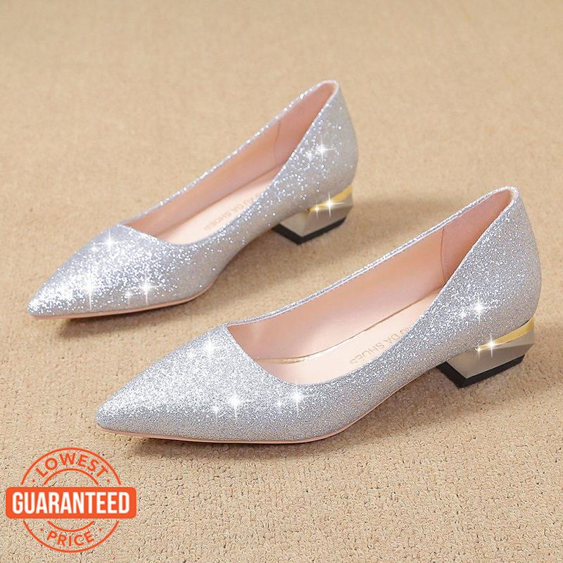 Giày Cưới MX3 kasut pengantin perempuan Đế Dày 3Cm Đính Kim Sa Bạc Mới Cho Nữ