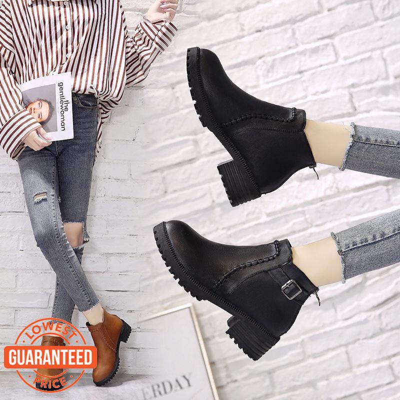 Giày Bốt Martin Đế Dày Mũi Tròn Có Khóa Kéo MX3 Có Size Lớn 35-43 Thời Trang Thu Đông Cho Nữ 41