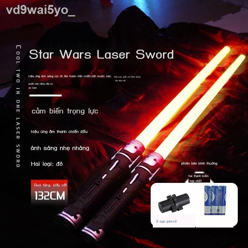 ◊☍¤vd9wai5yo_Gậy phát sáng đèn Led có nhạc - Đồ chơi trung thu hot trend - Kiếm nhựa laze 2 đầu nối liền