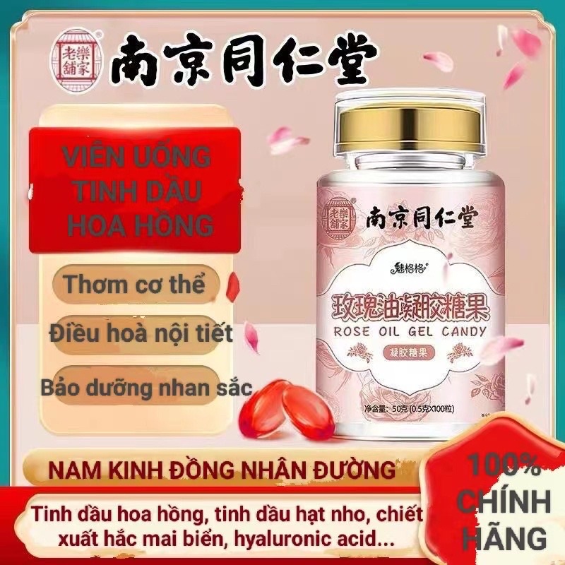 VIÊN UỐNG TINH DẦU HOA HỒNG THƠM CƠ THỂ CHỐNG LÃO HÓA NAM KINH ĐỒNG NHÂN ĐƯỜNG CHÍNH HÃNG - NỘI ĐỊA TRUNG