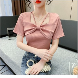 áo cộc tay nơ to bản dây cổ dễ thương còn hàng