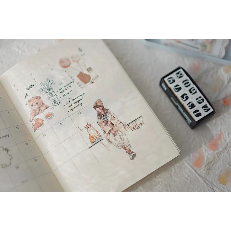 Krisna.room ♡ 1 chu kì 95cm cuộn băng dán hình cô gái pha cà phê của QQ studio