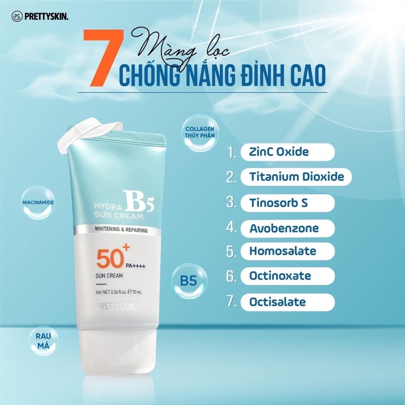 Kem chống nắng Hydro B5 sun cream Pretyskin 50ml