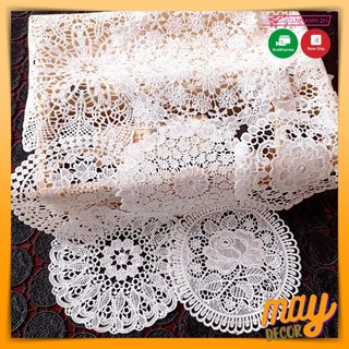 Miếng lót lọ hoa tấm lót bình hoa ren trắng decor