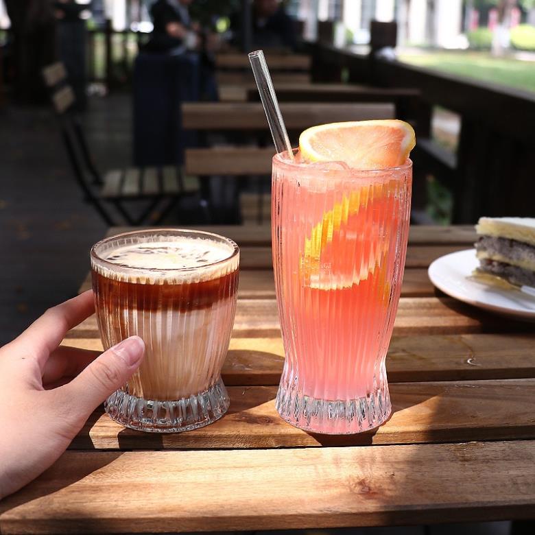 Ly thủy tinh eo sọc, cốc thủy tinh chịu nhiệt pha cafe muối, nước ép, latte, trà, sinh tố 260ml 260ml - maydecor