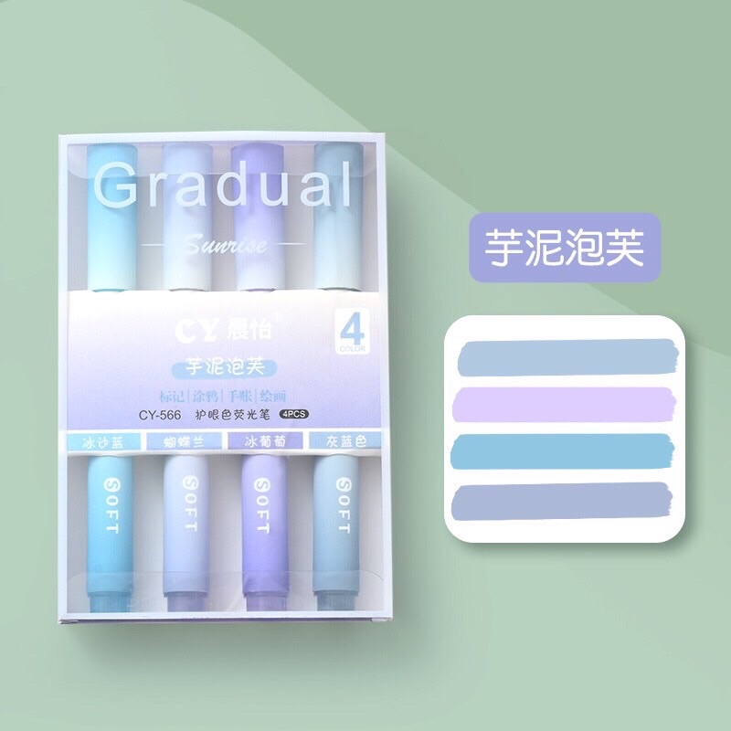 Set 4 Bút Nhớ highlight  gradual pastel