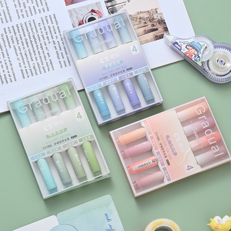 Set 4 Bút Nhớ highlight  gradual pastel